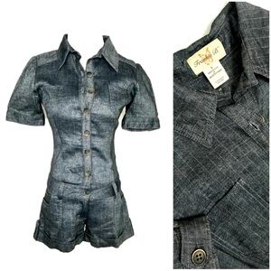 🥳FRANKIE B. GRAY METALLIC PINSTRIPE JUMPSUIT